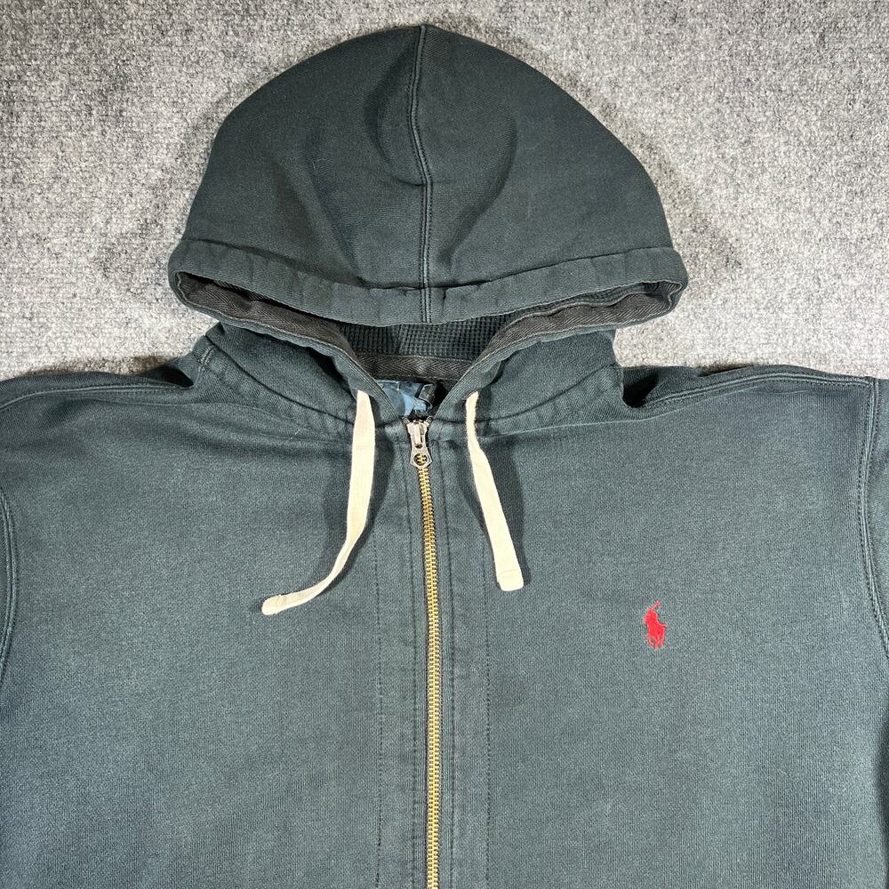 Vintage 90s Polo Ralph Lauren Full Zip Hoodie Black XL Tall Sweatshirt